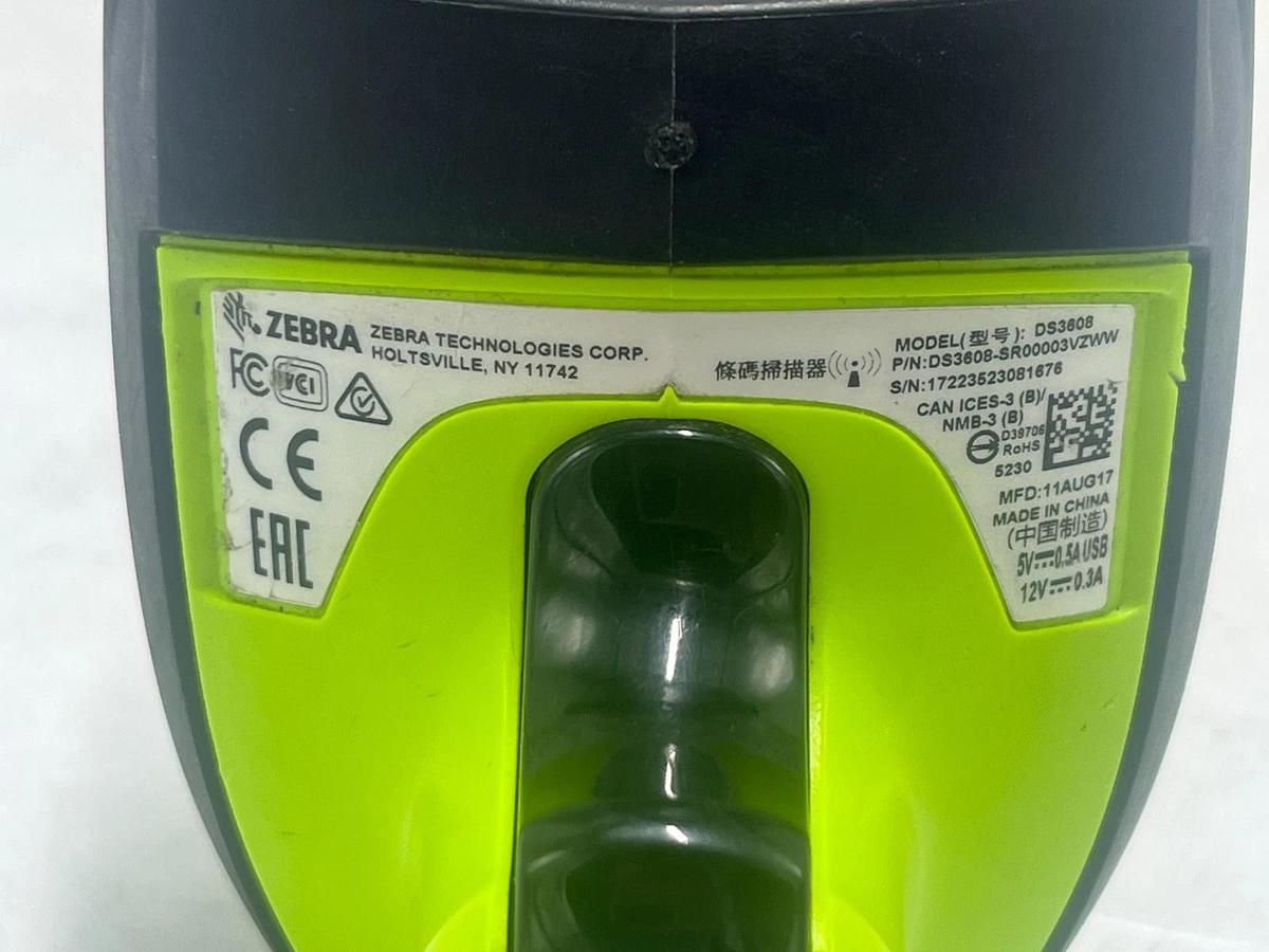 Used ZEBRA DS3608 Ultra-rugged Barcode Scanner 1D/2D W/ USB Cable CBA-U46-S07ZAR