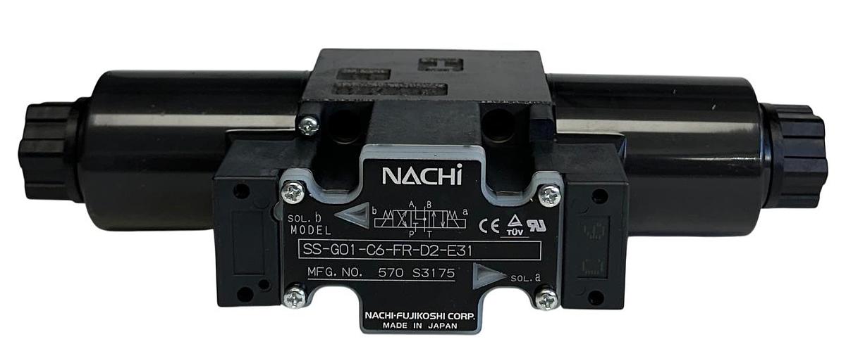 Used NACHI SS-G01-C6-FR-D2-E31 / SSG01C6FRD2E31 HYDRAULIC CONTROL VALVE 24VDC NSNP