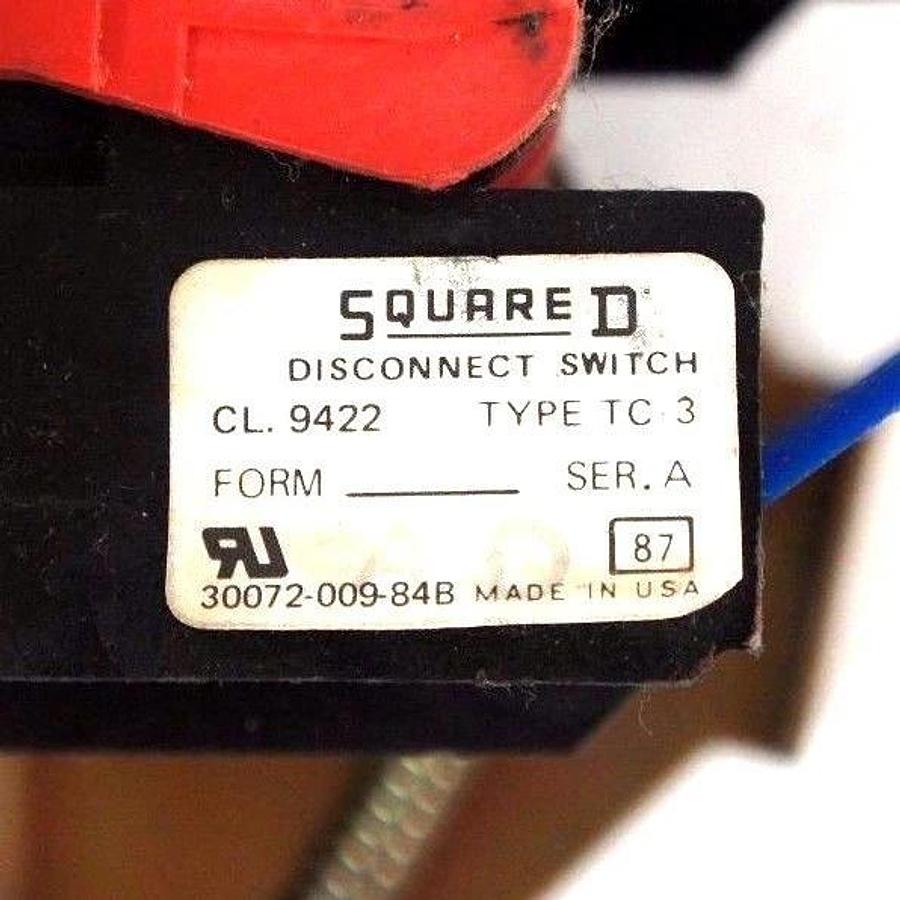 Used SQUARE D 9422-TC-3 FUSE TYPE DISCONNECT SWITCH 9422TC3