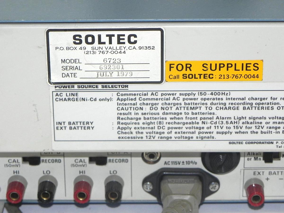 Used SOLTEC VP-6723S 2 PEN PORTABLE CHART RECORDER VP6723S
