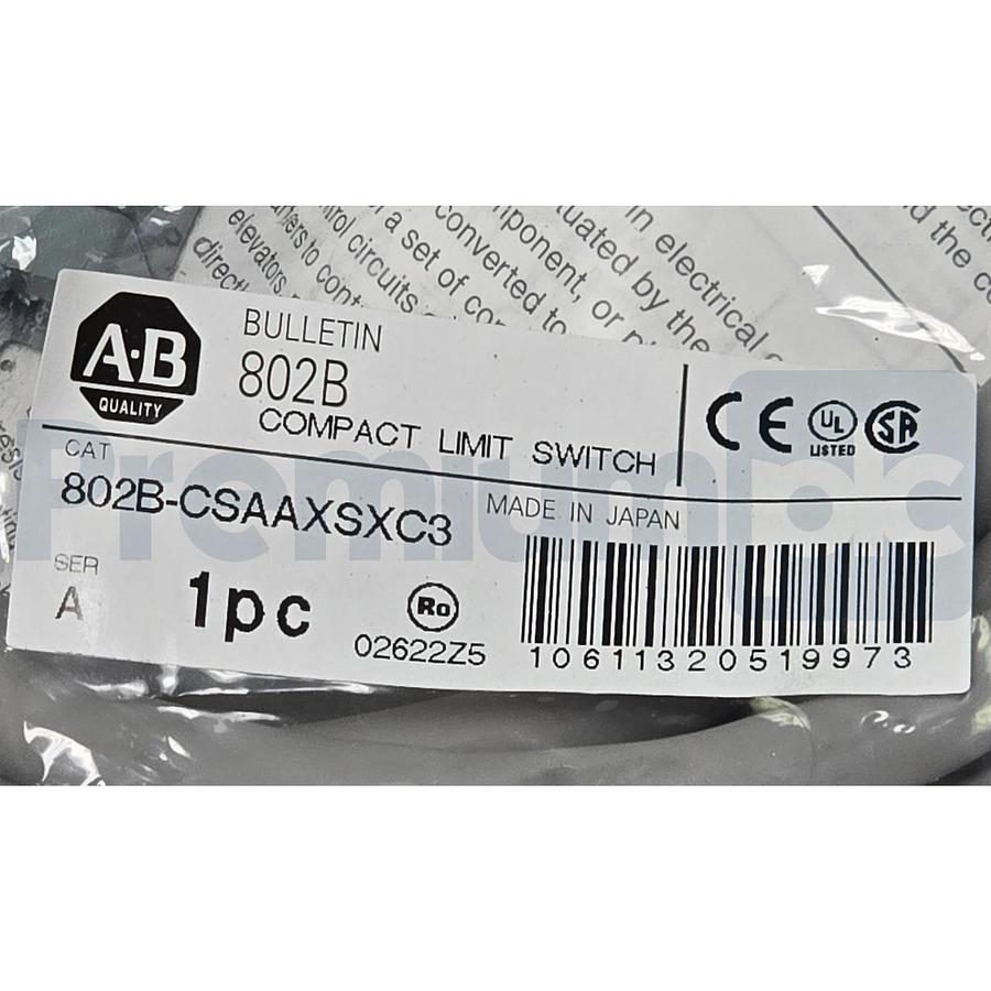 Used Allen Bradley 802B-CSAAXSXC3 /A Compact Limit Switch Rotary Arm 3m Cable NSFS