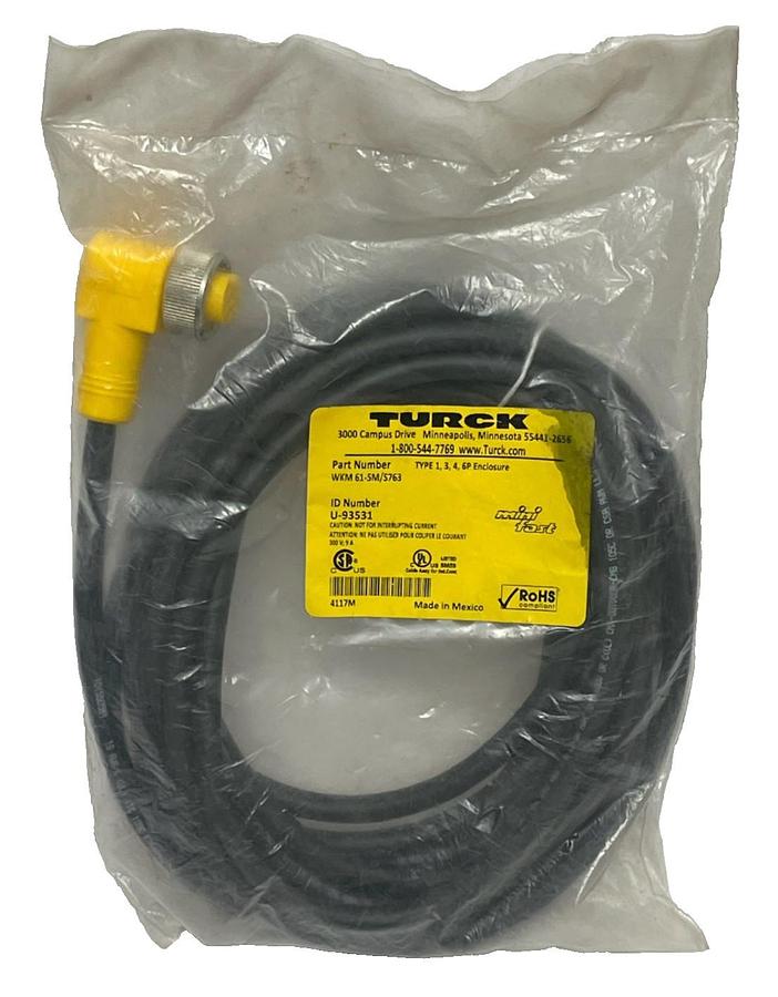 Used Turck WKM 61-5M/S763 Minifast 6-Pin Right-Angle Female Cordset 5m ,  NSFS