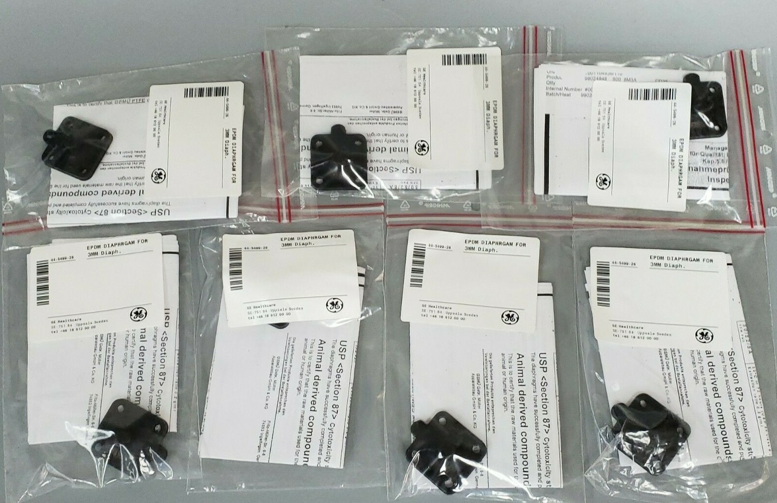 LOT OF 7 NEW GE HEALTHCARE 44-5499-26 EPDM DIAPHRAGMS DN8 KZ 3A 99024848