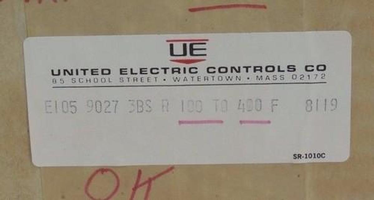Used NIB UNITED ELECTRIC CONTROLS TYPE E105-3BS TEMPERATURE CONTROLLER 9027 100-400F