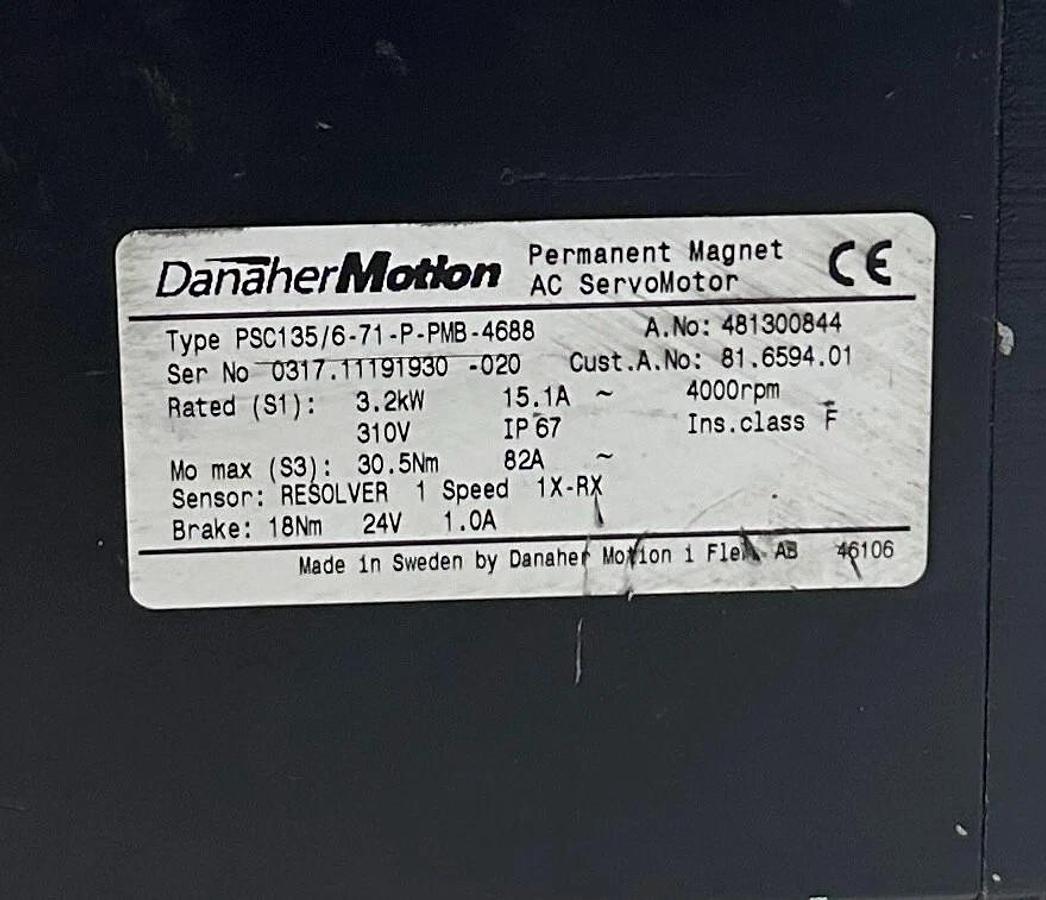 Used DANAHER PSC135/6-71-P-PMB-4688 / 481300844 AC SERVO MOTOR 81.6594.01 3.2kW USNP