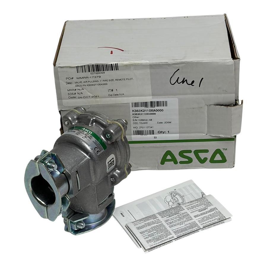 Used ASCO K353K2110XA0000 1" Pulse Solenoid Valve Dust Collector Remote Pilot New