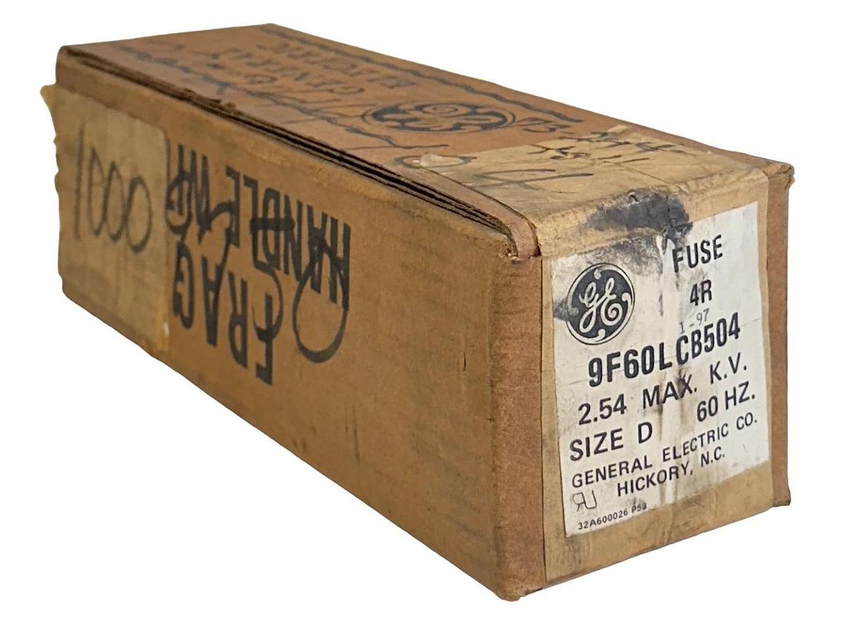 Used NEW SEALED GENERAL ELECTRIC 9F60LCB504 4R FUSES 2.54kV MAX SIZE D 60Hz NSFS