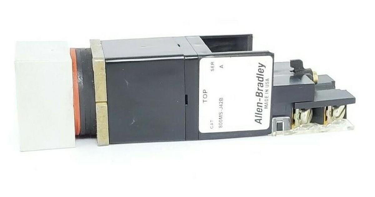 Used ALLEN BRADLEY 800MS-J42B SER. A SELECTOR SWITCH W/ 800M-XAK SER. A CONTACT BLOCK