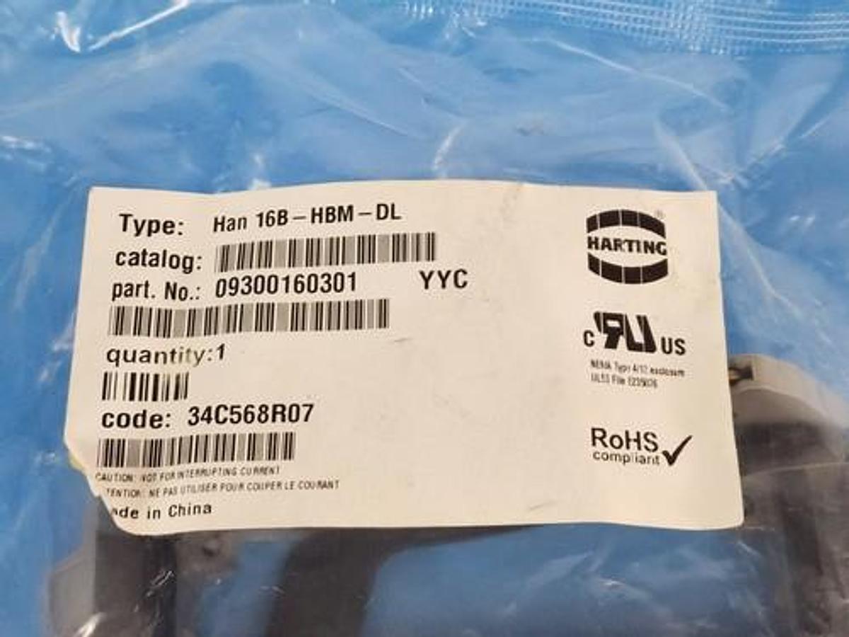 NEW HARTING 16B-HBM-DL BULKHEAD MOUNTED HOUSING P/N: 09300160301