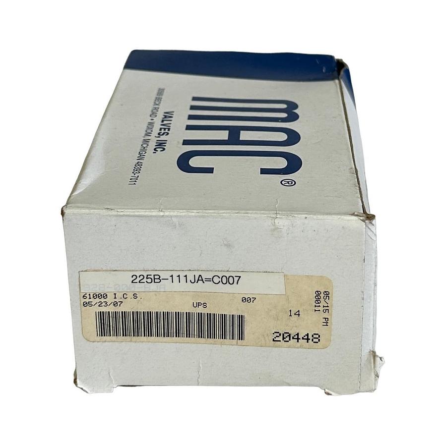 NEW MAC 225B-111JA / 225B111JA 3-WAY SOLENOID VALVE 200 SERIES 225B-111JA=C007