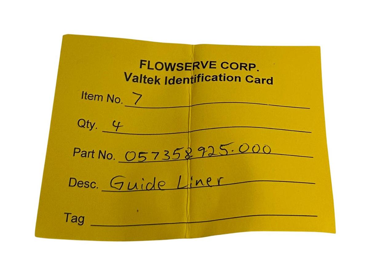 Used 4 FLOWSERVE VALTEK 057358.925.000 / 057358925000 OEM GUIDE LINERS NSNP