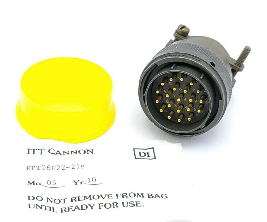 Used NEW ITT CANNON KPT06F22-21P CIRCULAR CONNECTOR PLUG SIZE 22 21 POSITION