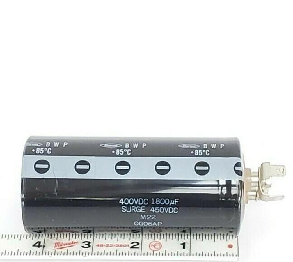 Used MARCON BWP M22 0G06AP CAPACITOR 400VDC 1800uF / SURGE 450VDC / 80DEG C