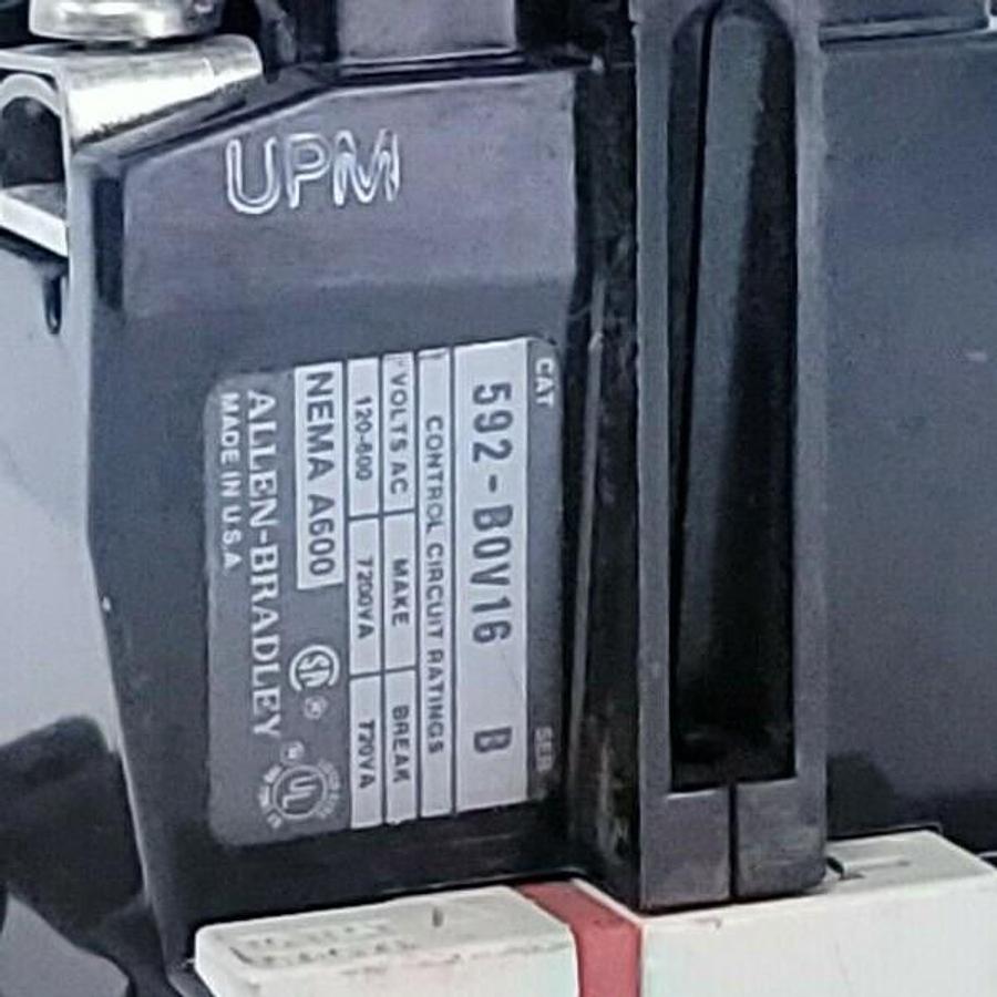 Used ALLEN BRADLEY 592-BOV16 OVERLOAD RELAY SER. B W/ TWO W38 HEATER ELEMENTS
