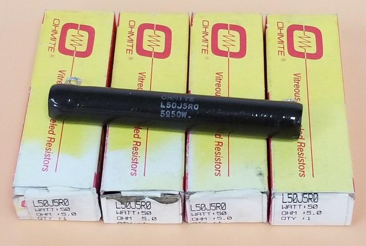 LOT OF 4 NIB OHMITE L50J5R0 RESISTORS 5 OHM 50W