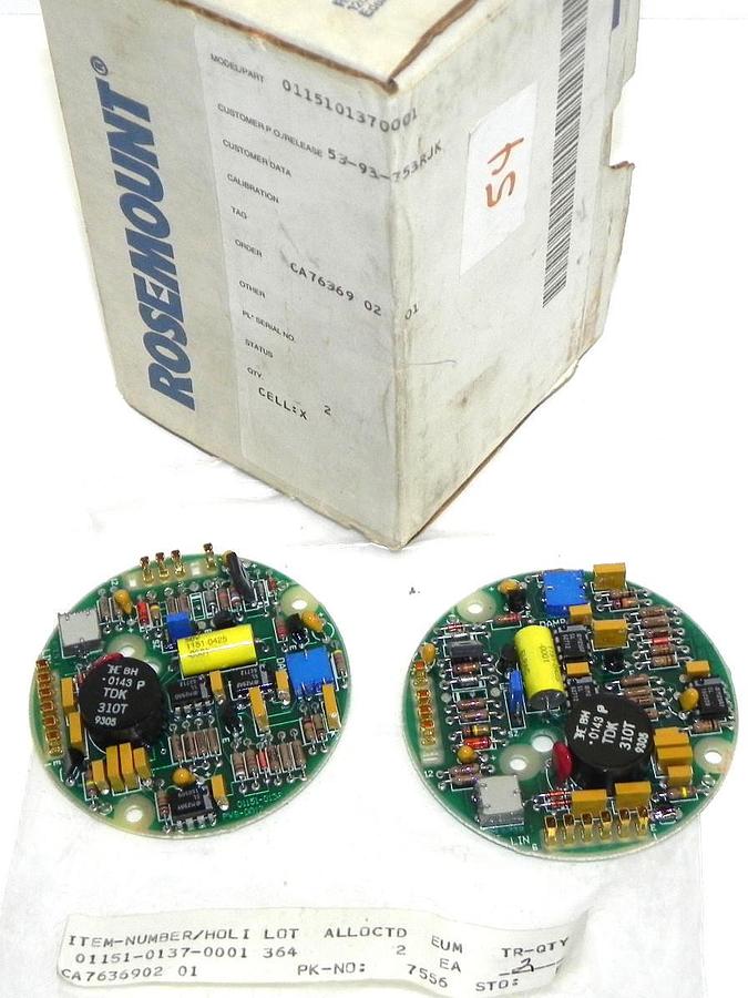 LOT OF 2 NEW ROSEMOUNT 01151-0137 PC BOARD AMPLIFIER 3'' DIA. 01151-0137-0001