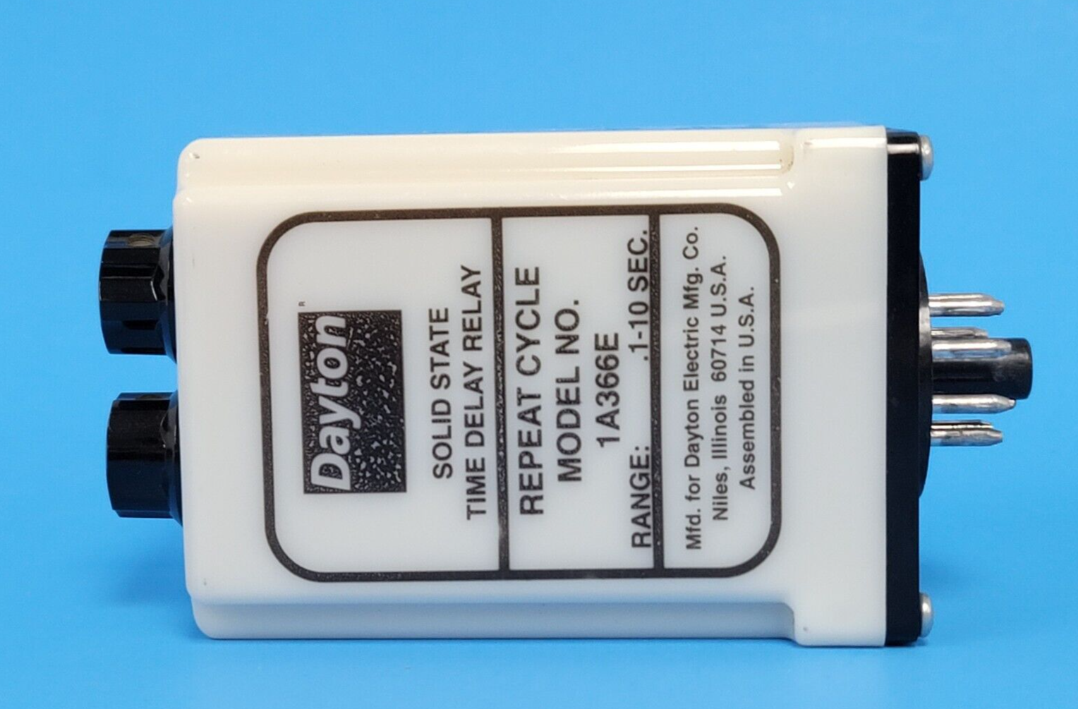 Used DAYTON 1A366E SOLID STATE TIME DELAY RELAY .1-10 SEC