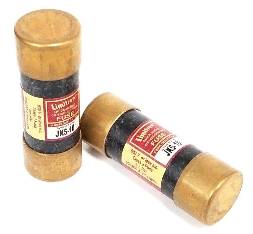Used LOT OF 2 BUSSMANN / LIMITRON JKS-10 QUICK ACTING FUSES HRCI-J 600V JKS10
