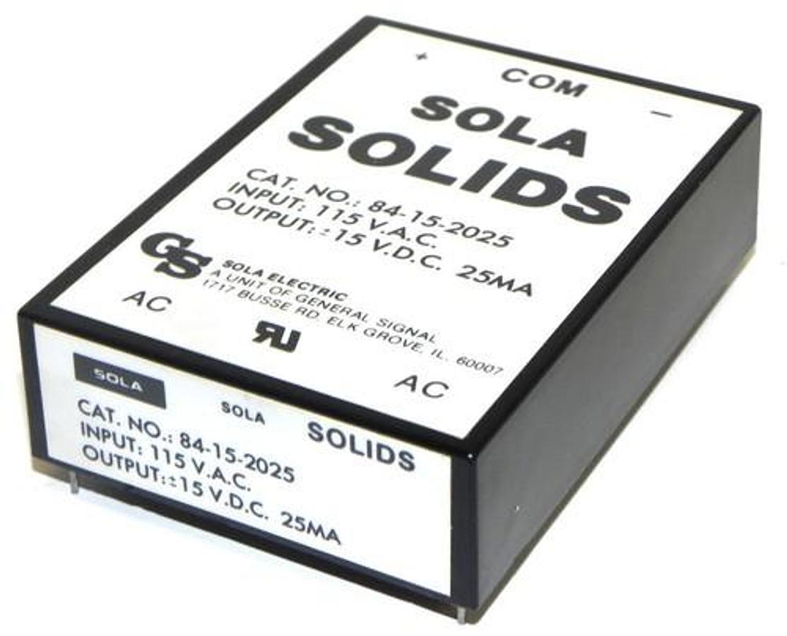 NIB SOLA 84-15-2025 POWER SUPPLY 84152025 15VDC 25MA 115VAC