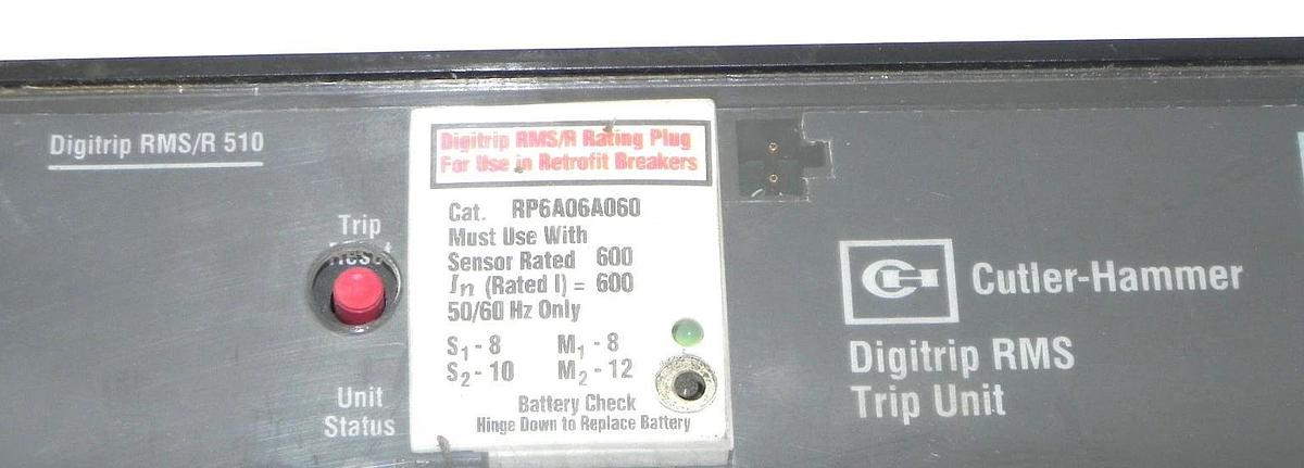Used CUTLER-HAMMER DIGITRIP RMS/R 510 DIGITRIP RMS TRIP UNIT 7801C36G01, RP6A06A060