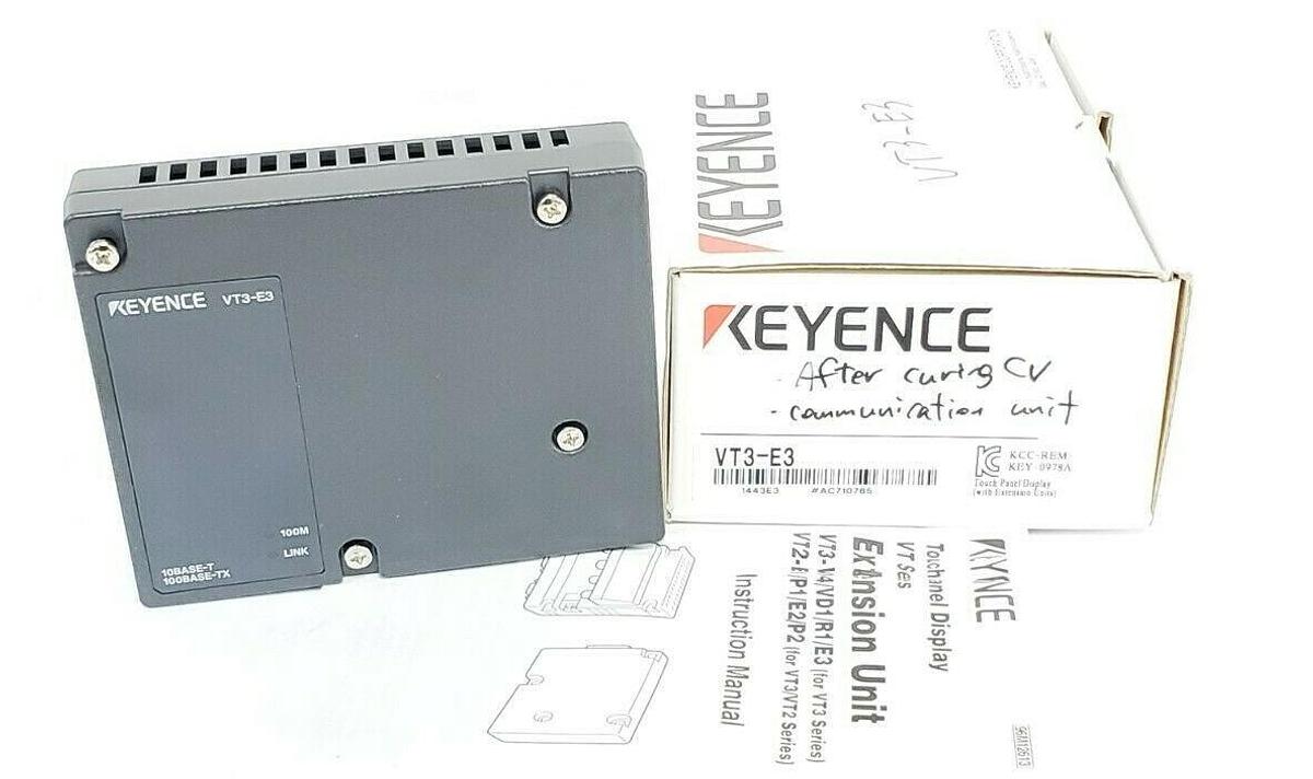 Used NIB KEYENCE VT3-E3 TOUCH PANEL DISPLAY ETHERNET EXTENSION UNIT 5VDC 200mA VT3E3