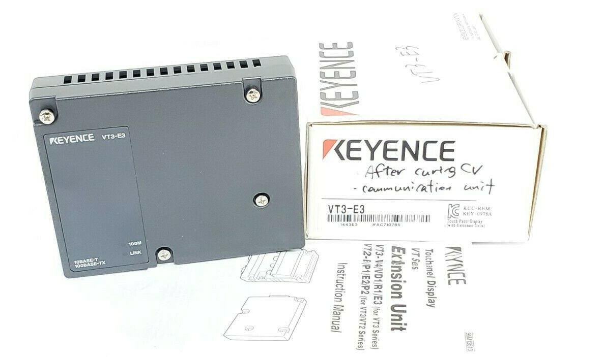 Used NIB KEYENCE VT3-E3 TOUCH PANEL DISPLAY ETHERNET EXTENSION UNIT 5VDC 200mA VT3E3