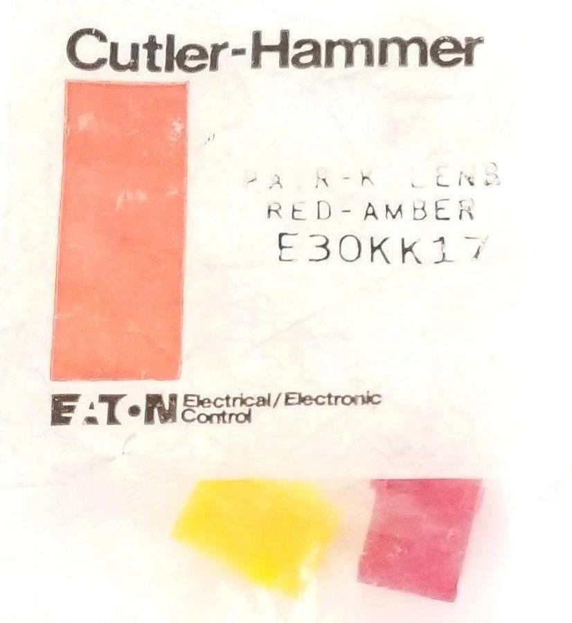 Used NEW EATON CUTLER-HAMMER E30KK17 PAIR-K LENS RED-AMBER