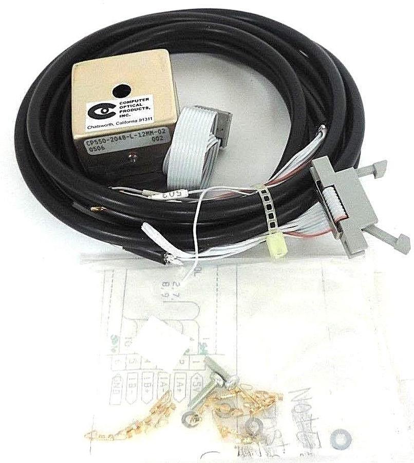 Used COMPUTER OPTICAL PRODUCTS CP550-2048-L-12MM-02 ENCODER W/ CABLE & ACCESSORIES