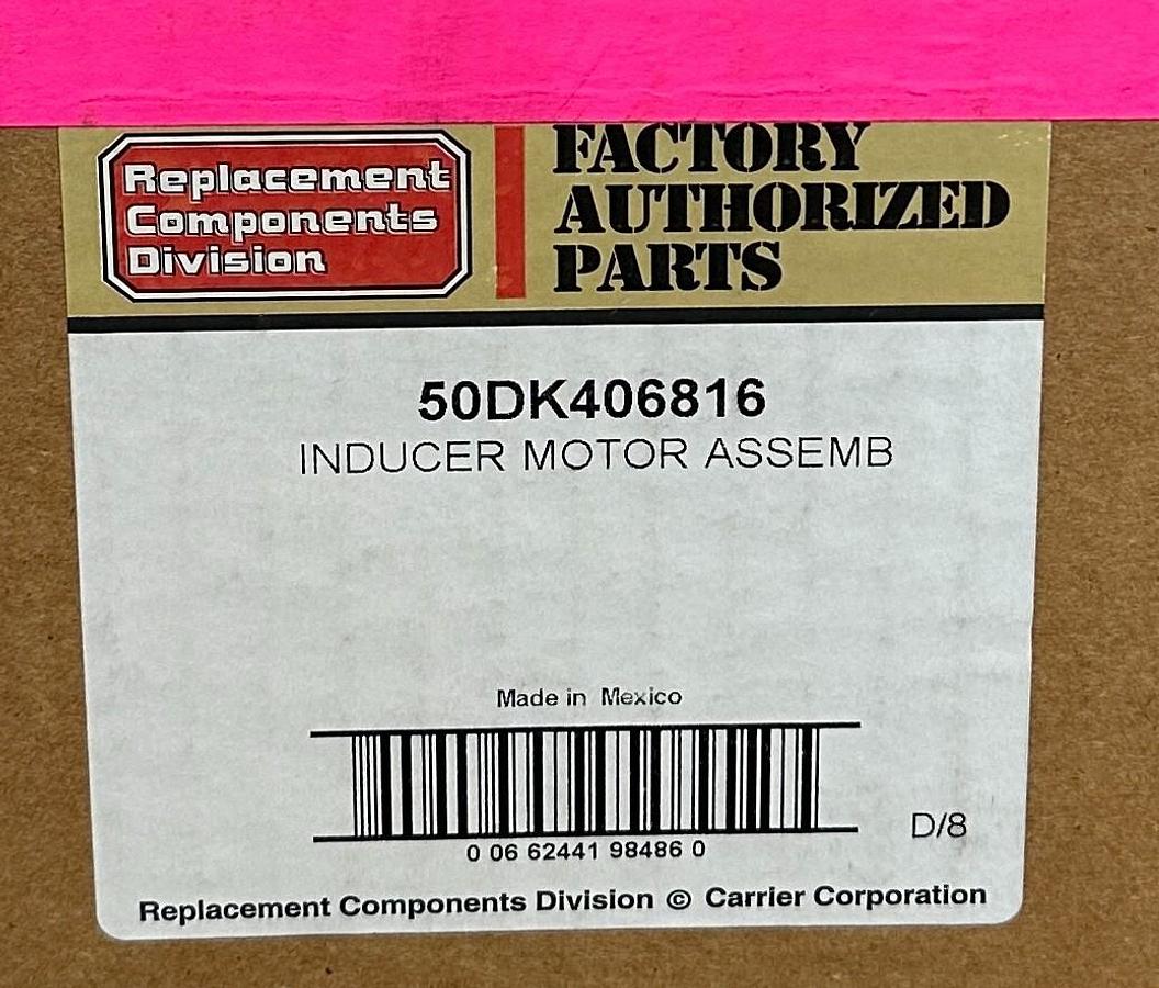 Used CARRIER FASCO 50DK406816 OEM INDUCER MOTOR ASSEMBLY 400/460V 50/60Hz U62B1 NSMP