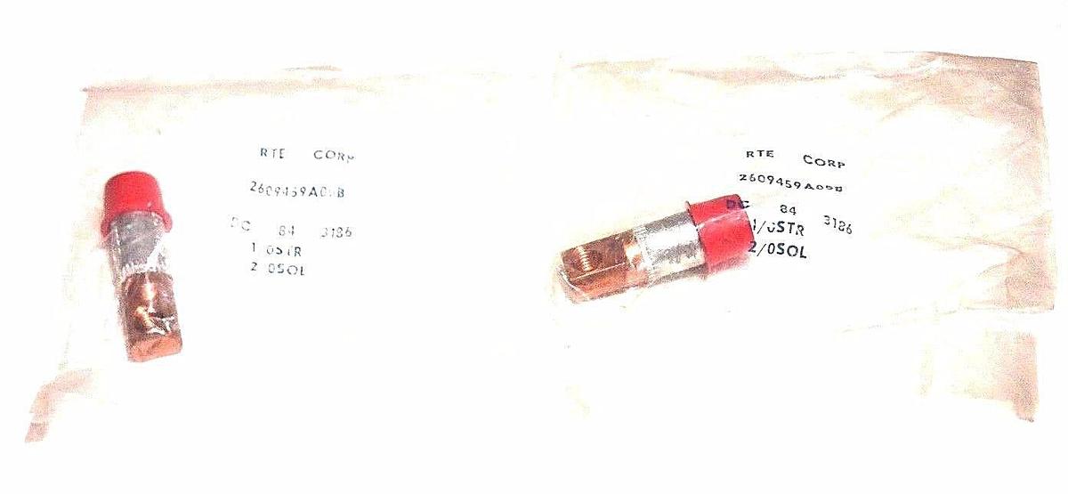 LOT OF 2 NEW RTE CORP 2609459A05B TERMINAL CONNECTORS DC 84 3186, 1/0STR, 2/0SOL