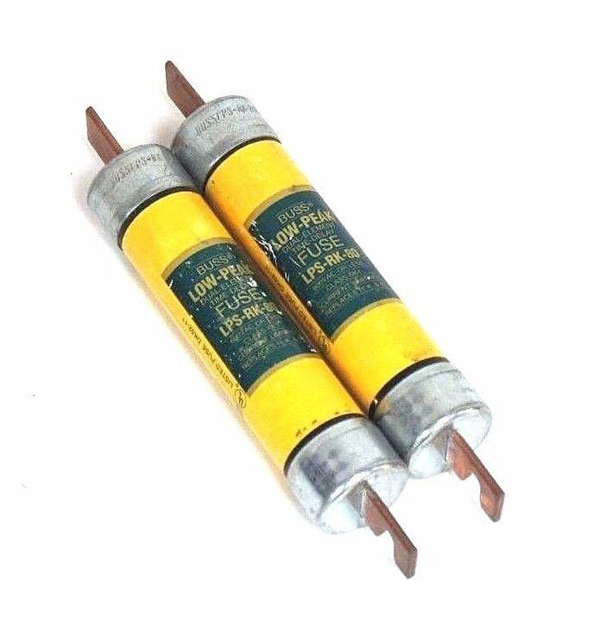 Used LOT OF 2 COOPER BUSSMANN LPS-RK-80 LOW-PEAK TIME DELAY FUSES CLASS RK1 LPSRK80
