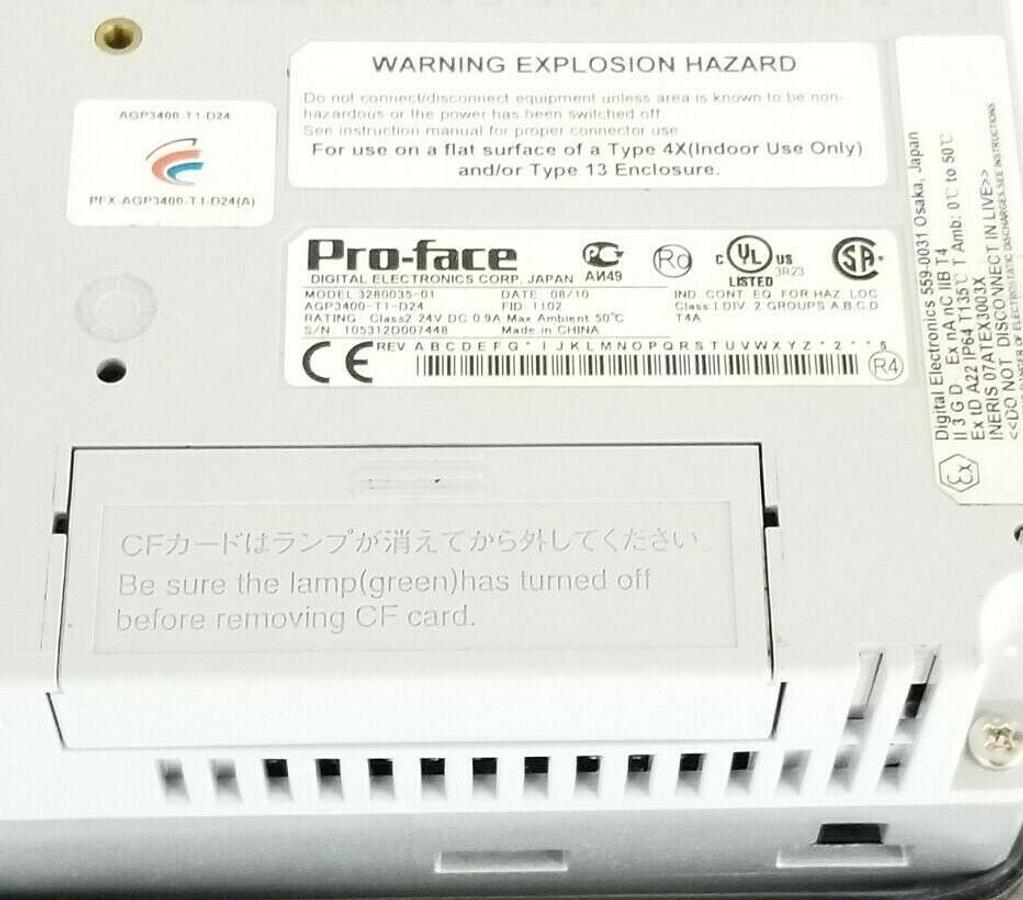 Used PRO-FACE AGP3400-T1-D24 / 3280035-01 TOUCH OPERATOR INTERFACE (HMI) 7.5'' 24VDC