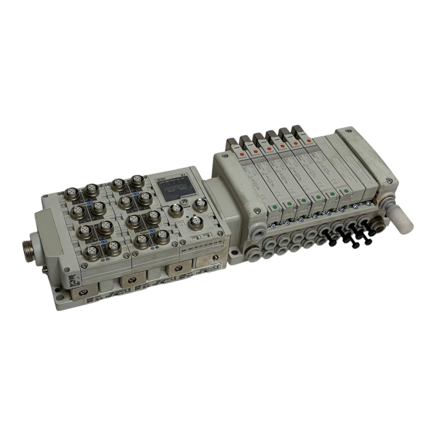 Used SMC EX600-SEN3 EtherNet IP Valve Manifold VQ2000 EX600-DXPD 6-Station