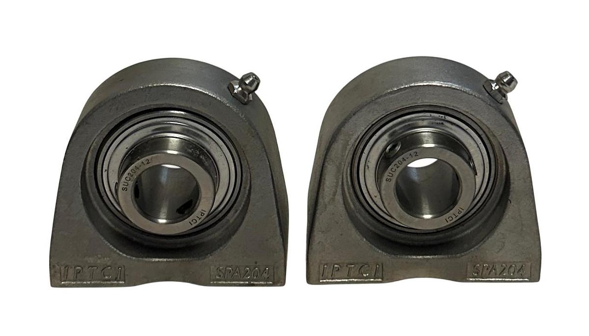 Used 2 IPTCI SUC204-12 / SPA204 STAINLESS PILLOW BLOCK BEARINGS OEM NSNP