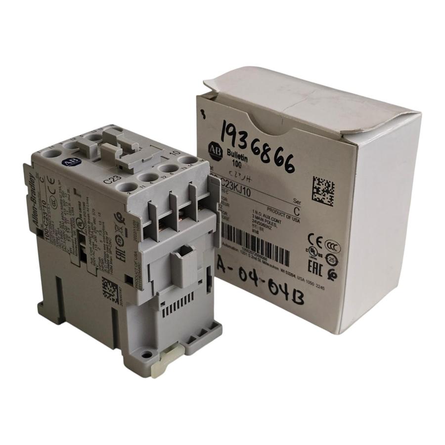 Used Allen-Bradley 100-C23KJ10 /C 100-C IEC Contactor 3-P 23A, 1 N.O. Coil 24VAC NSMP
