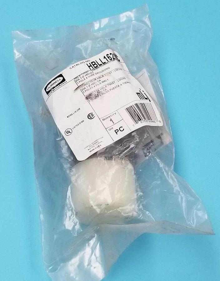 Used NEW HUBBELL HBLL1620C TWIST-LOCK CONNECTOR 20A, 3-POLE, 4-WIRE