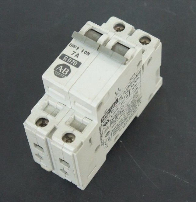 Used ALLEN BRADLEY 1492-CB2G070 CIRCUIT BREAKER 7 AMP, SER B, 1492CB2G070