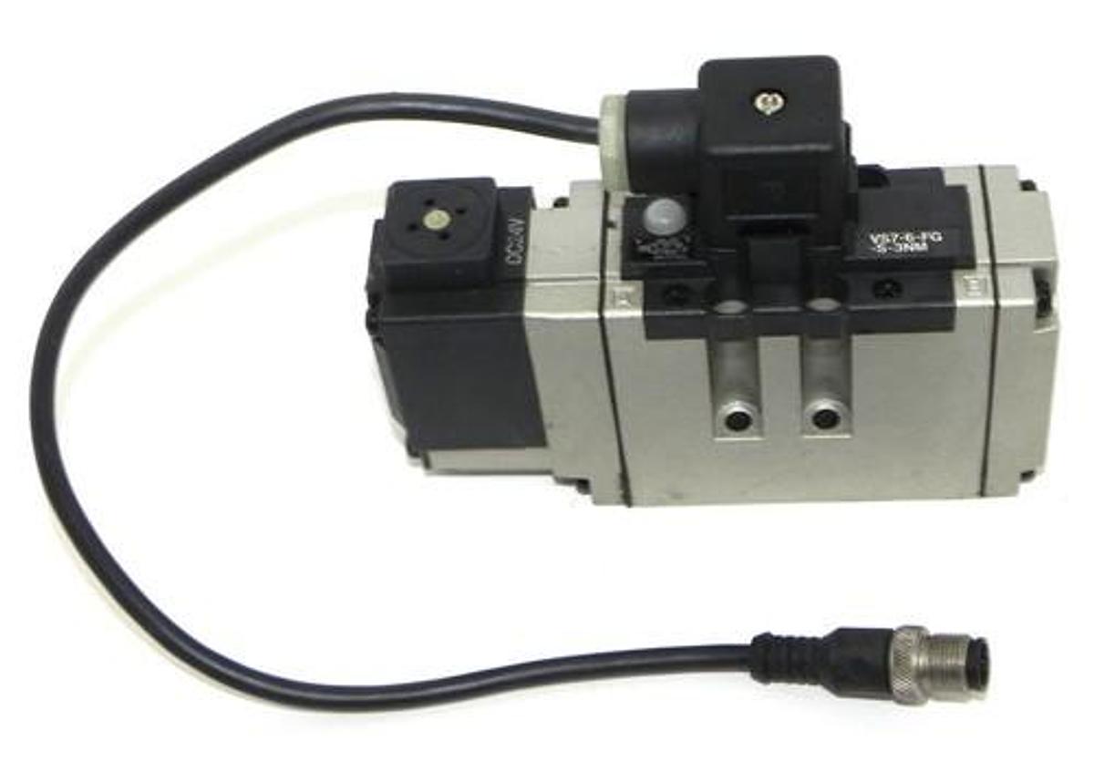 Used SMC VS7-6-FG-S-3NM SOLENOID VALVE VS76FGS3NM, DC24V W/ CANFIELD 9-FAC311M009