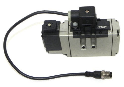 Used SMC VS7-6-FG-S-3NM SOLENOID VALVE VS76FGS3NM, DC24V W/ CANFIELD 9-FAC311M009
