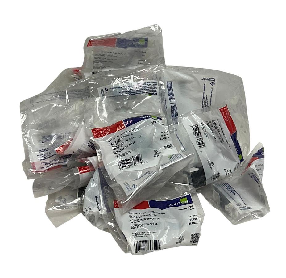 Used 23 LEVITON 6AUJK-RW6 / 6AUJKRW6 CAT 6A Atlas-X1 QuickPort CONNECTORS WHITE NSFS