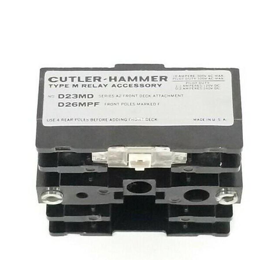 Used CUTLER-HAMMER D23MD SERIES A2 FRONT DECK ATTACHMENT D26MPF, FOR TYPE M RELAY