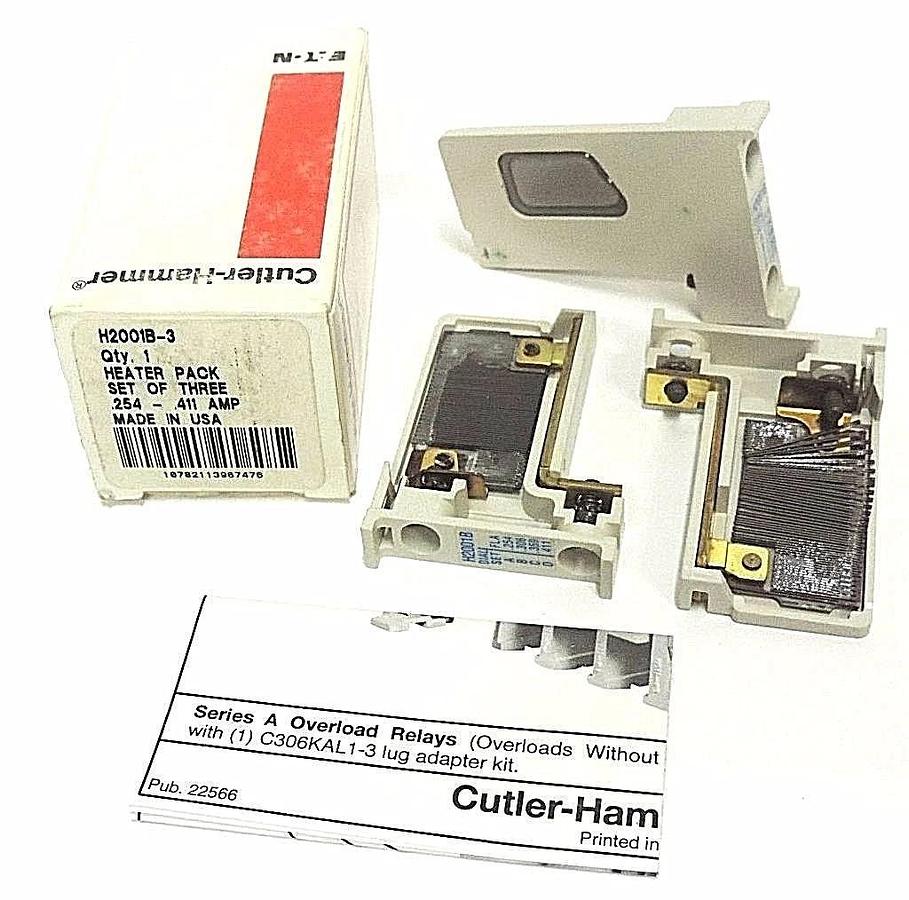 Used NIB EATON CUTLER-HAMMER H2001B-3 HEATER PACK (SET OF 3) H2001B3 .254 - .411 AMP