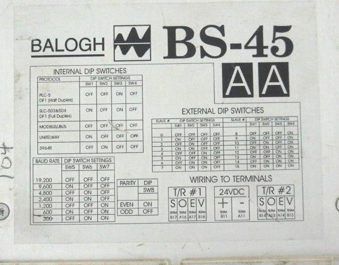 Used LOT OF 2 BALOGH BS-45-AA SERIAL CONTROL MODULES BS45AA