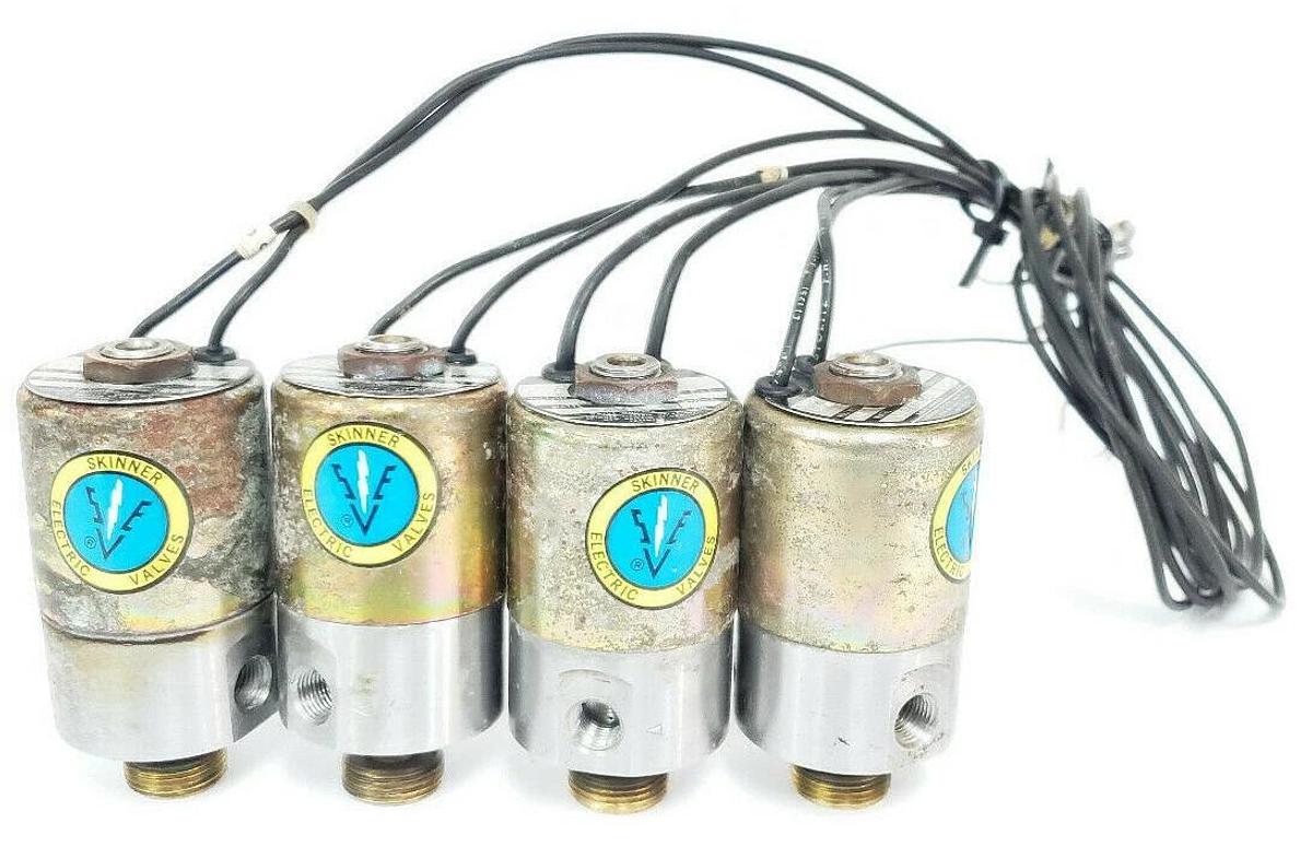 Used LOT OF 4 SKINNER V5L24760ST SOLENOID VALVES 110-120V 50/60HZ 10W 3/32" 75PSI