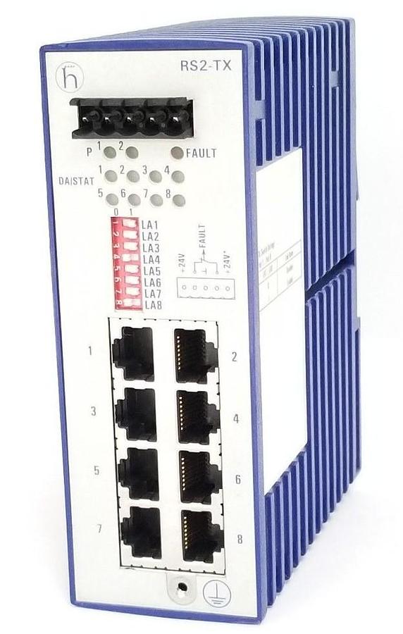 Used BELDEN HIRSCHMANN RS2-TX RAIL SWITCH 24VDC, RS2TX