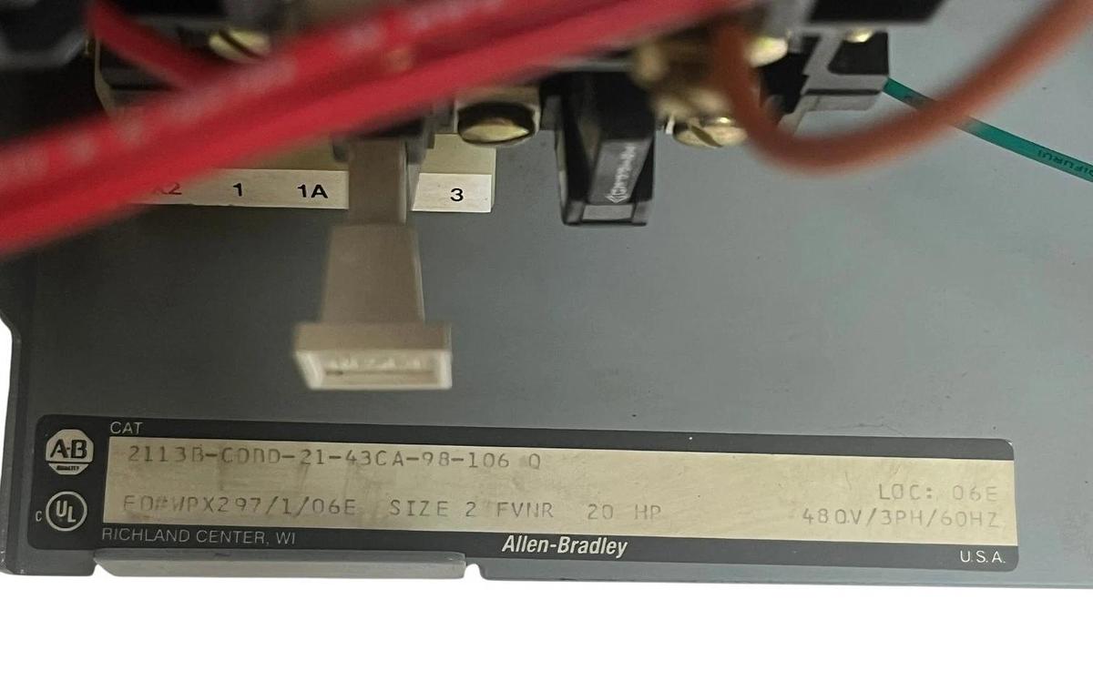 Used Allen-Bradley 2113B-CDDD-21-43CA MCC Bucket 20HP NEMA Size 2 Starter HMCP050K2C