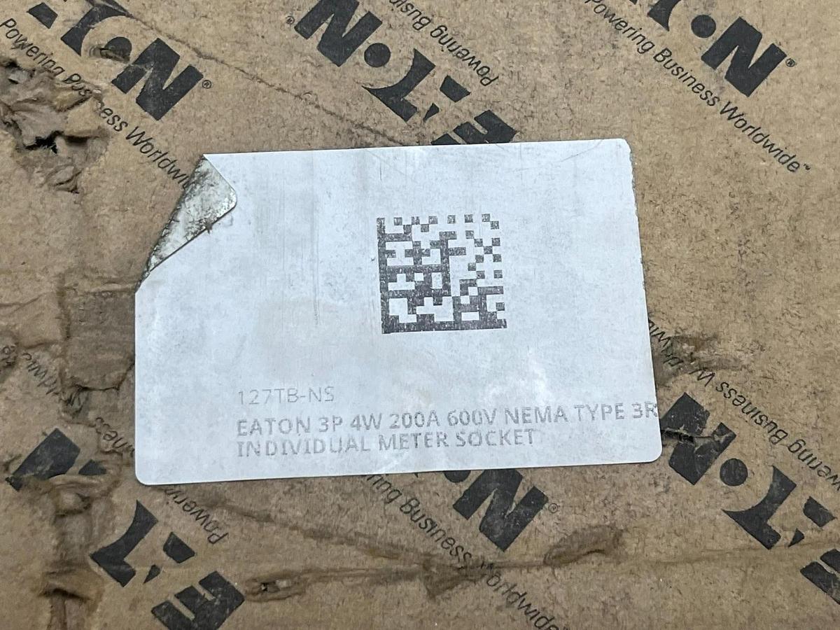 Eaton Cutler-Hammer CH-127 TB 3P 4W 200A 600V NEMA 3R Meter Socket 127TB-NS