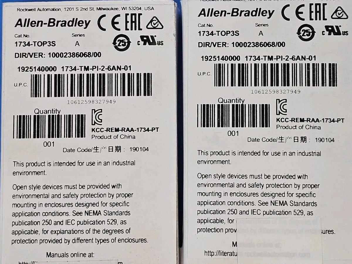 Used LOT OF 2 NIB ALLEN BRADLEY 1734-TOP3S TERMINAL BASES 1734TOP3S SER. A