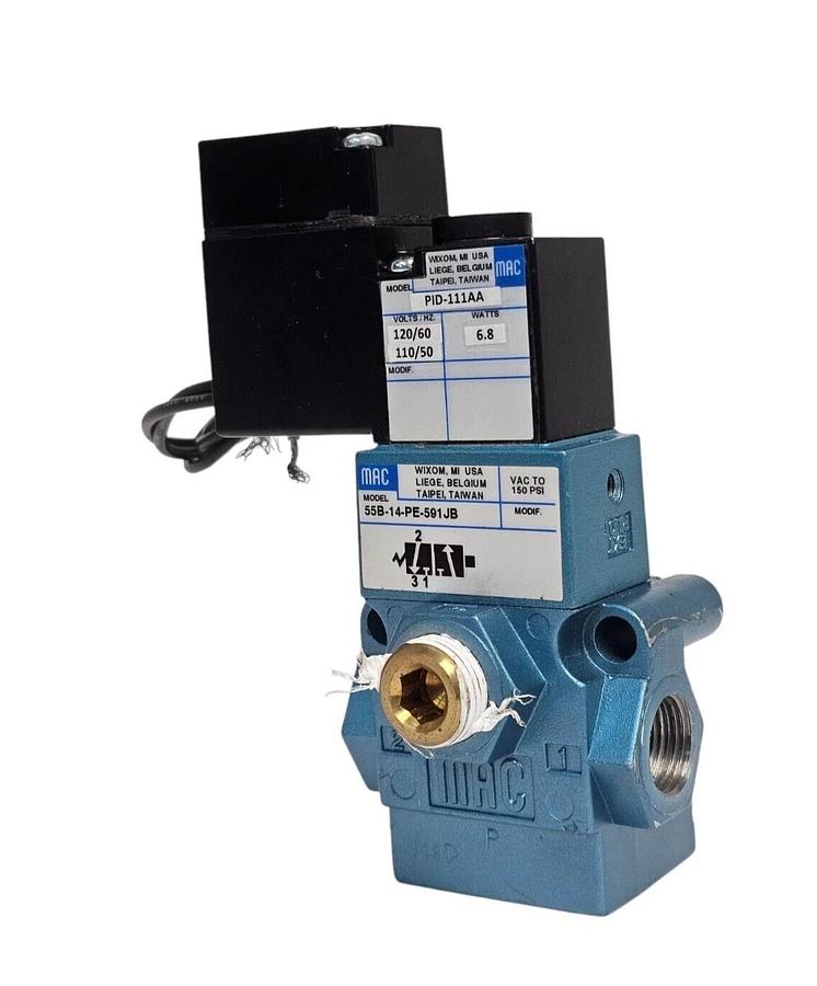 Used MAC 55B-14-PE-591JB SOLENOID VALVE W/ PID-111AA