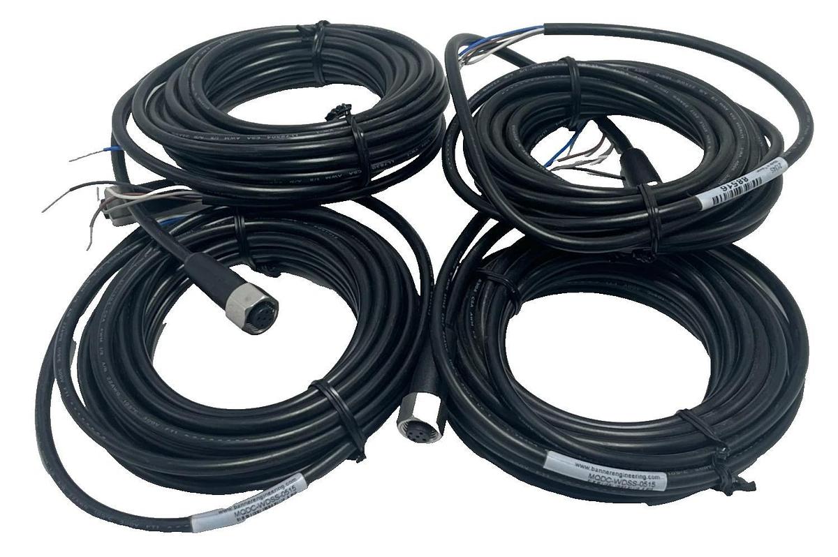 (4) BANNER MQDC-WDSS-0515 CORDSET M12 FEMALE STRAIGHT 5M MQDCWDSS0515, NSNP